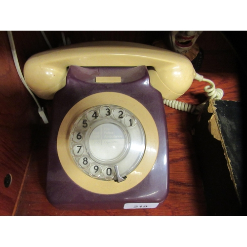 219 - A mixed lot: to include a maroon and cream BT telephone 