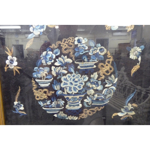 232 - Two 20thC Chinese School - embroidered panels depicting animals and flora  31