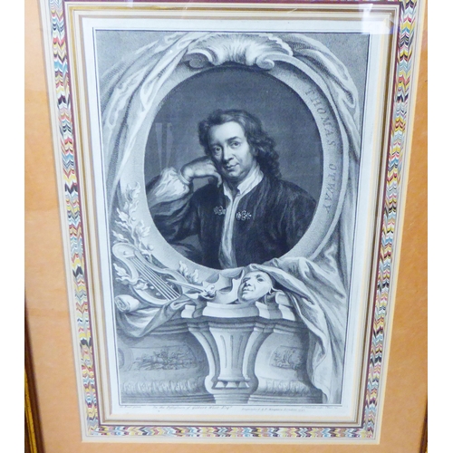 244 - Six 19thC monochrome engraving prints: to include portraits of William Shakespeare and John Dryden&n... 