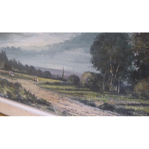 259 - Hallard - a period landscape with a chapel beyond  oil on board  bears a signature & d... 