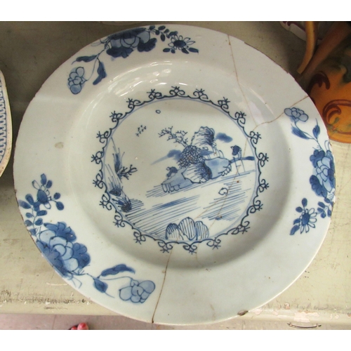 265 - Ceramics: to include an early 19thC pearlware dish, decorated with figures in a garden setting ... 