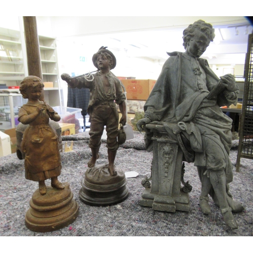 269 - 19thC Spelter figures: to include a Scholar reading a book  17