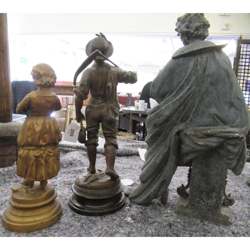 269 - 19thC Spelter figures: to include a Scholar reading a book  17