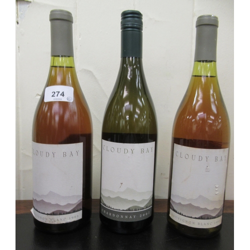 274 - Wine: Cloudy Bay, Sauvignon Blanc and Chardonnay  various vintages