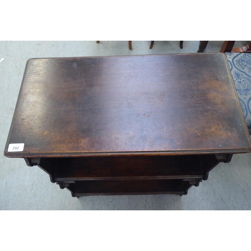 292 - Early 19thC oak furniture, viz. a three tier hanging shelf  35