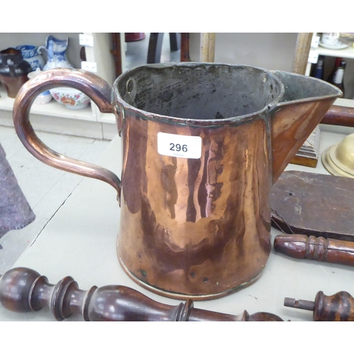 296 - Mainly 19thC functional metalware: to include a copper jug 