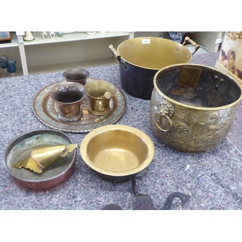 298 - Mainly 19th and 20thC functional metalware: to include a bronze pestle and mortar 