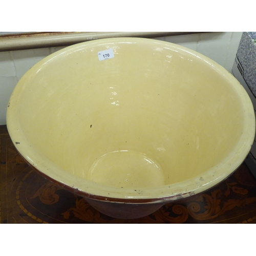 38 - A Welsh part cream glazed terracotta dairy bowl  11