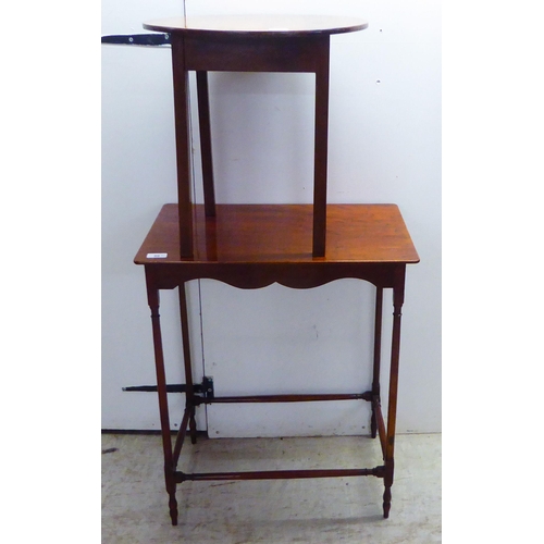 99 - Small furniture: to include an Edwardian design occasional table, raised on turned legs  26