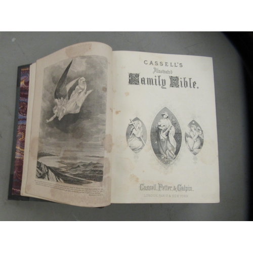 64 - A Victorian edition of Cassell's Illustrated Family Bible with handwritten register entries in the f... 