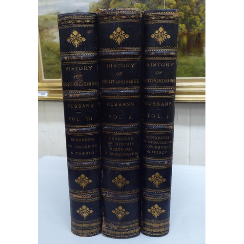 285 - Books: 'History of Hertfordshire' by John Edwin Cussans, circa 1870-1873 in three volumes