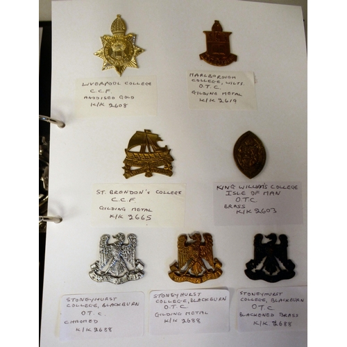 103 - An album collection of fully identified British military badges, some copies, comprising Officers Tr... 