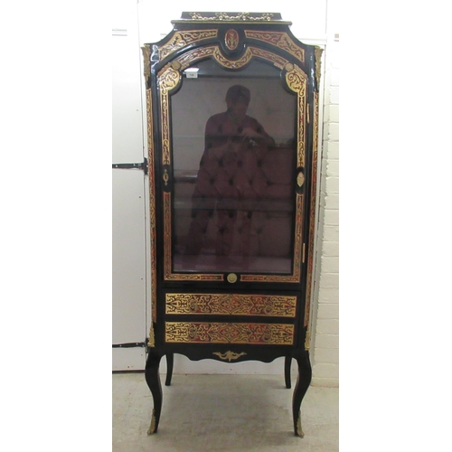 106 - A modern 19thC design, black lacquered and red boulleworked vitrine with decoratively cast gilt meta... 