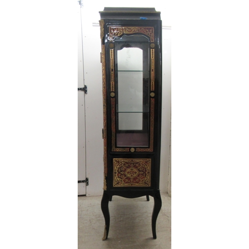 106 - A modern 19thC design, black lacquered and red boulleworked vitrine with decoratively cast gilt meta... 