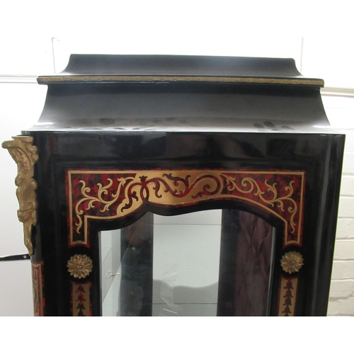 106 - A modern 19thC design, black lacquered and red boulleworked vitrine with decoratively cast gilt meta... 