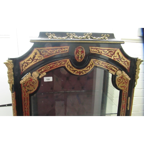 106 - A modern 19thC design, black lacquered and red boulleworked vitrine with decoratively cast gilt meta... 