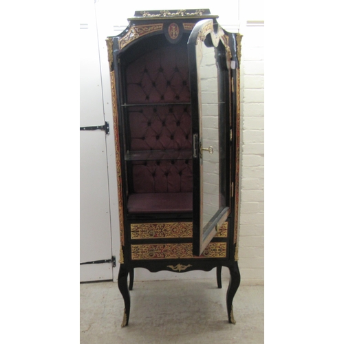 106 - A modern 19thC design, black lacquered and red boulleworked vitrine with decoratively cast gilt meta... 