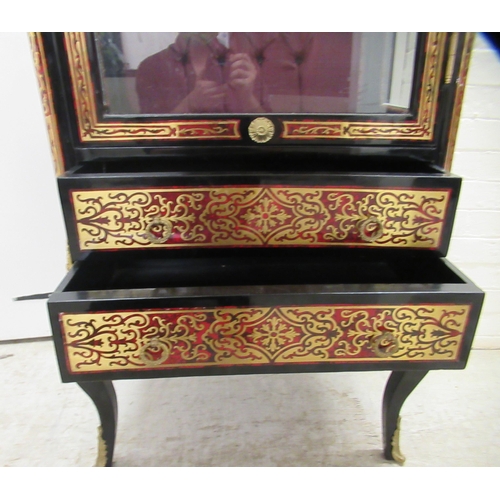 106 - A modern 19thC design, black lacquered and red boulleworked vitrine with decoratively cast gilt meta... 