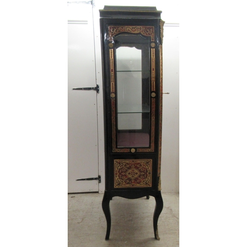 106 - A modern 19thC design, black lacquered and red boulleworked vitrine with decoratively cast gilt meta... 