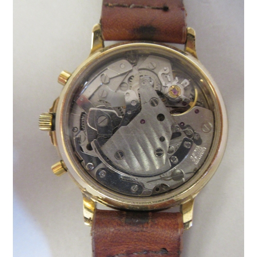 11 - A Bueche Girod Moonphase mechanical chronograph gold plated wristwatch, the exhibition caseback with... 