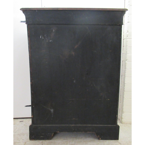 116 - A late 19thC ebonised and marquetry pier cabinet with cast gilt metal mounts, glazed, panelled sides... 