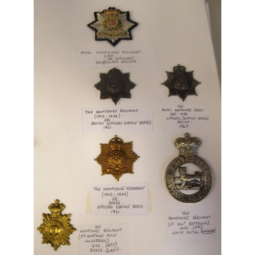 158 - An album collection of fully identified British military badges, some copies, comprising Hampshire R... 