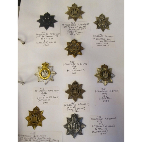 175 - An album collection of fully identified British military badges, some copies: comprising Regiments o... 