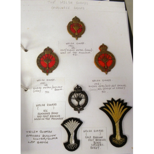 69 - An album collection of fully identified British military badges, some copies: to include Irish Guard... 