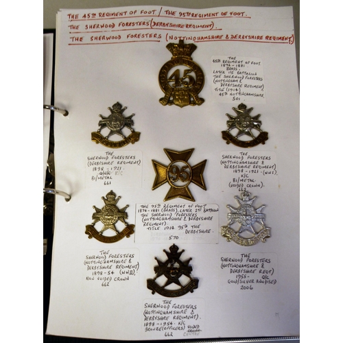 93 - An album collection of fully identified British military badges, some copies: to include 59th Foot N... 