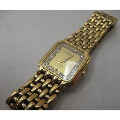 119 - Two ladies Raymond Weil wristwatches with gold plated cases and straps