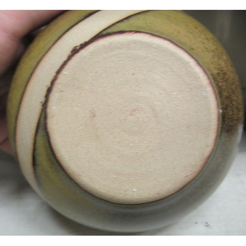 124 - Three items of Studio pottery: to include one fashioned as a red onion  4