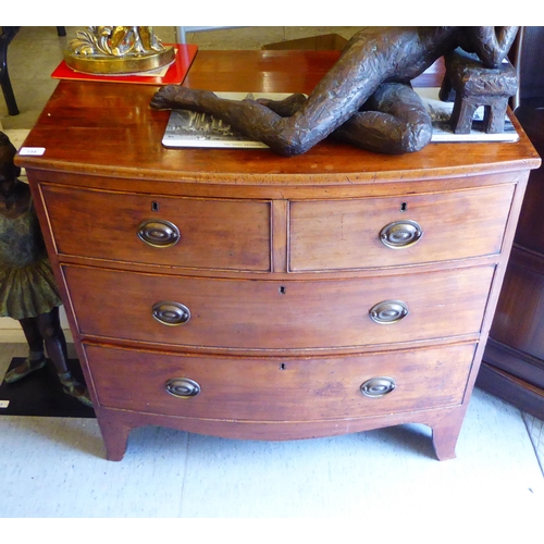 154 - An early Victorian mahogany bow front dressing chest, the two short/two long drawers with brass hand... 