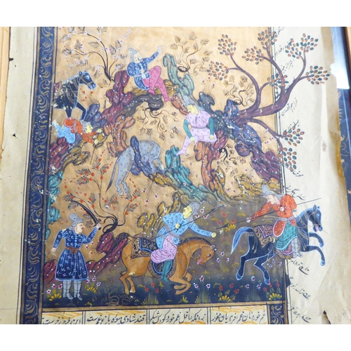 167 - Pictures: to include a Persian military procession  watercolour & gilt leaf  5