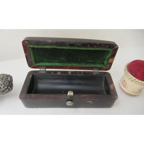 187 - A mixed lot: to include a late Victorian tortoiseshell pin box