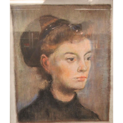 199 - Degas - a head and shoulders portrait study, a woman  pastel  bears a signature  13