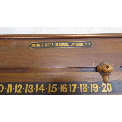 217 - An early 20thC Henning Bros mahogany snooker score board 