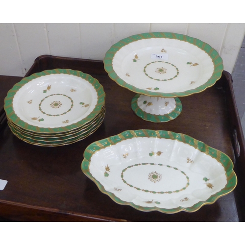 261 - An early 20thC Royal Worcester porcelain dessert service, comprising an oval serving dish, a pedesta... 