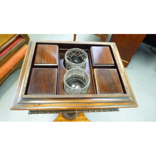 269 - A Regency rosewood teapoy, the removable top enclosing four caddies, over an octagonal tapered platf... 