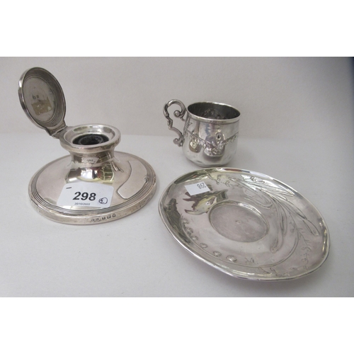 298 - Silver collectables: to include an Art Nouveau Continental coffee cup and saucer 