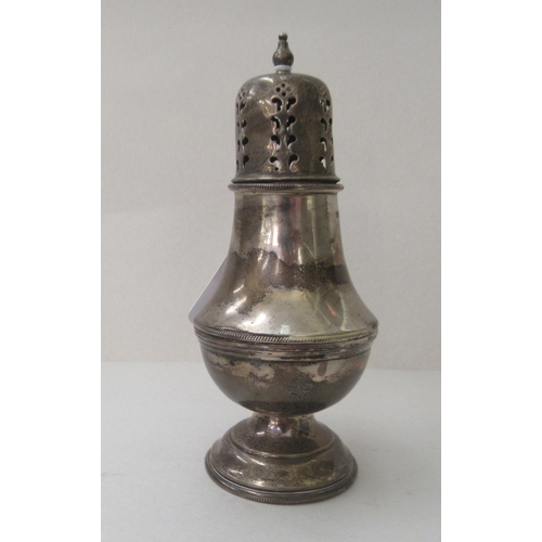 3 - An early 20thC silver sugar caster of pedestal vase  design  Sheffield 1922