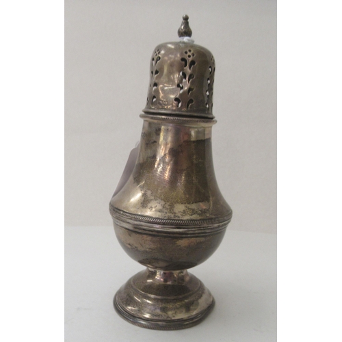 3 - An early 20thC silver sugar caster of pedestal vase  design  Sheffield 1922