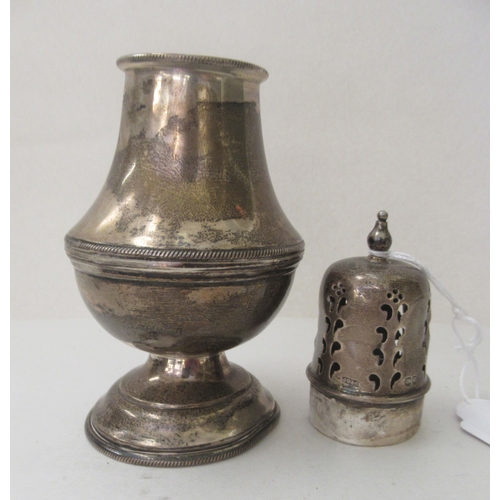 3 - An early 20thC silver sugar caster of pedestal vase  design  Sheffield 1922