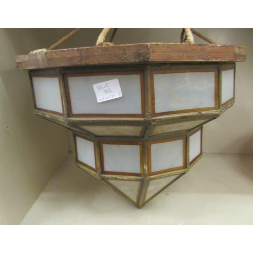 82 - A Continental semi-opaque glazed panelled pendant lantern shade  15