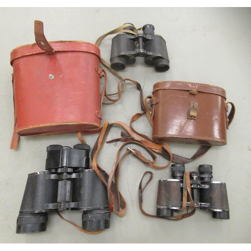 85 - Three pairs of vintage binoculars: to include RayLite 8x30  cased  