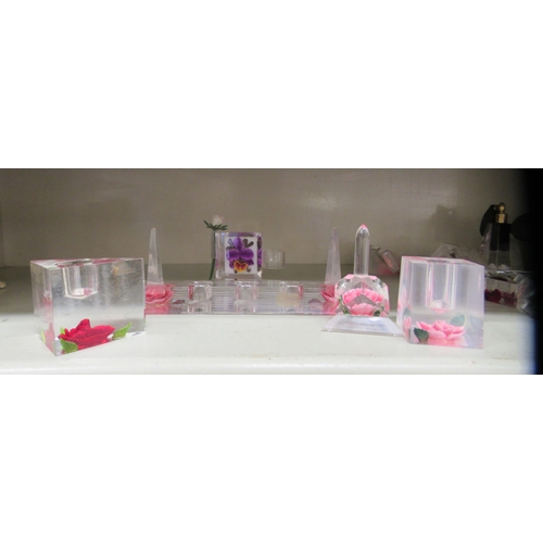 88 - Bircraft Lucite objects of purpose and ornament: to include atomisers and candle holders 