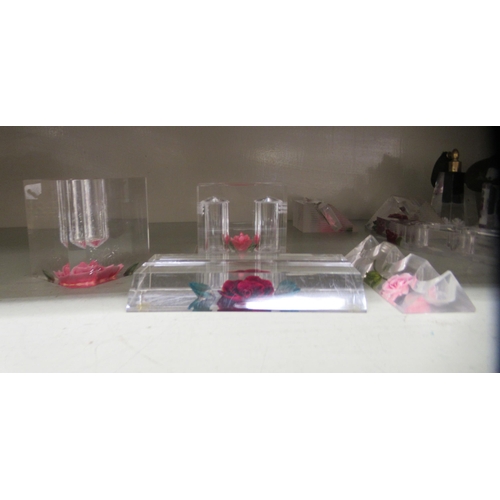 88 - Bircraft Lucite objects of purpose and ornament: to include atomisers and candle holders 