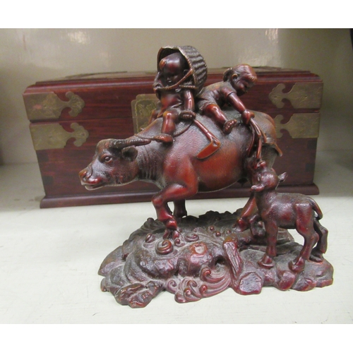 94 - Mixed collectables: to include an Oriental hardwood casket with decorative mounts  5.5