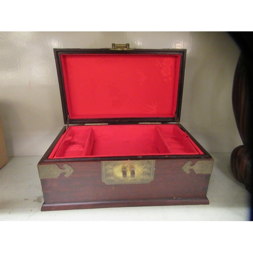 94 - Mixed collectables: to include an Oriental hardwood casket with decorative mounts  5.5