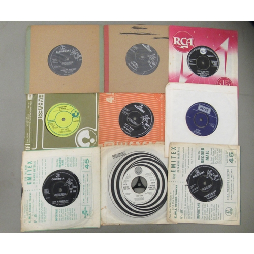 221 - 45rpm vinyl records, mid to late 1960s rock and pop: to include The Beatles, The Rolling Stones, Dee... 