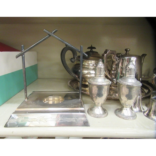 240 - Silver plated tableware: to include a Victorian style teapot